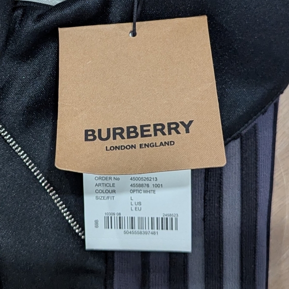 Mens Burberry Iconic Striped Print Button Up Sport Shirt White Large - Picture 11 of 11